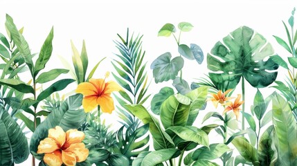 Bring a touch of nature indoors with watercolor clipart of houseplants, flowers, and botanical elements - obrazy, fototapety, plakaty