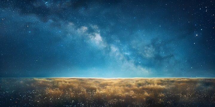 Expansive Starry Night Sky over an Enchanting Open Landscape Milky Way Galaxy Painting a Breathtaking Backdrop with Infinite Possibilities