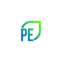 Letter PE logo grows, develops, natural, organic, simple, financial logo.