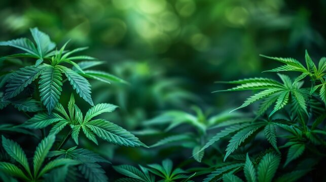 Fototapeta Cannabis leaf border for photos, green tones, highlight your greenery shots