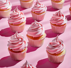 Cupcakes with pink cream	