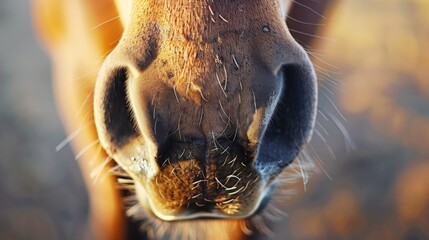 Close up of horse nose with blurred backdrop