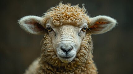 Close-up portrait of a woolly sheep
