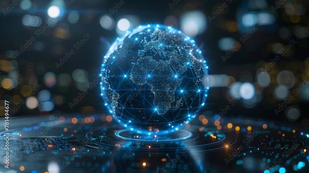 Poster digital globe network concept on technology background
