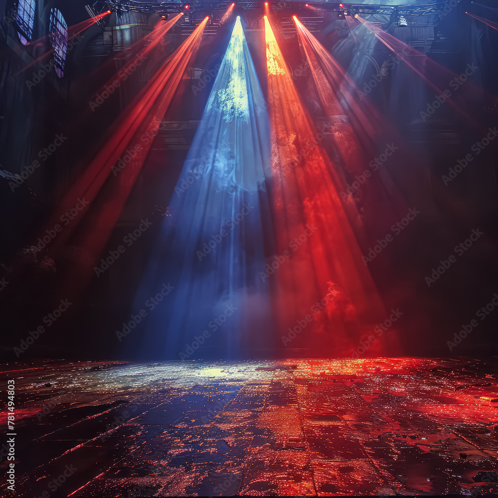 Poster the image is a colorful and abstract representation of a fire. the red, blue, and white colors are u