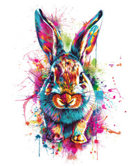Colorful cute Rabbit graffiti illustration of a vector art ready to print 