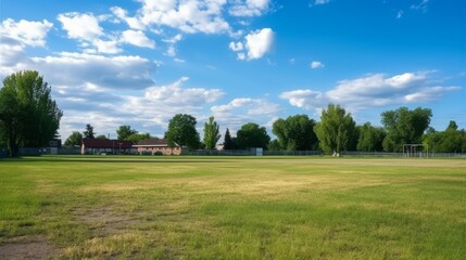 Empty school field, peaceful and calm