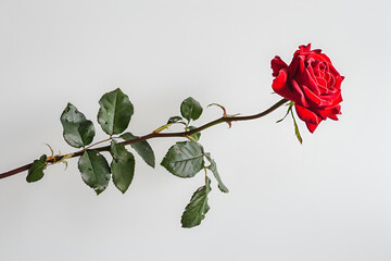 Red rose on white background