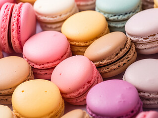 Obraz premium colorful macaroons on a wooden table