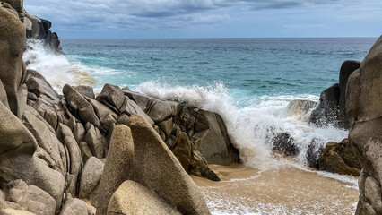 Cabo San Lucas Mexico beach and crashing waves