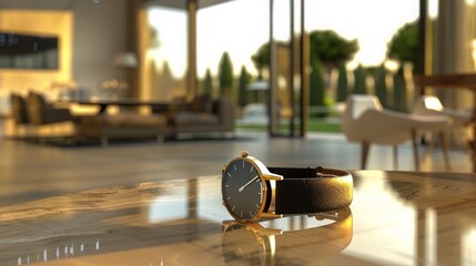 Golden Hour Luxury Watch Display in Elegant Interior