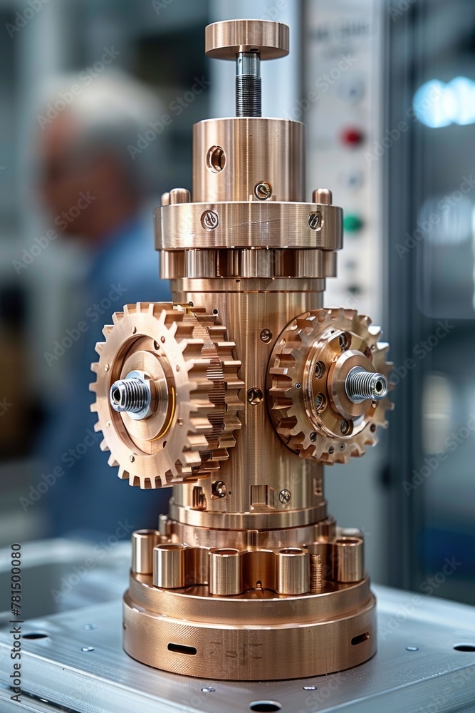 Poster detailed view of a mechanical device on a table
