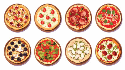 Italian Pizza Vector Illustrated Set. Colorful Rest