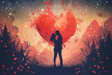 Obraz premium Explore Decorative Art Love: Caring and Lover-Themed Graphics in Brightly Designed Artworks for Relationships