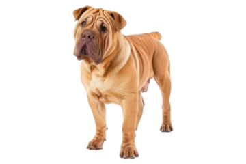 Chinese shar pei dog standing isolated on transparent background