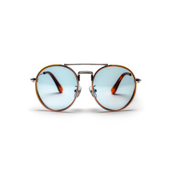 Stylish Pair of Sunglasses on White Background. Generative AI