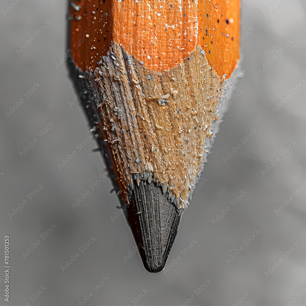 Poster a pencil with a black tip and a greyish brown tip. the tip of the pencil is sharpened and has a poin