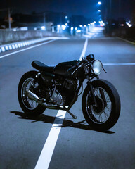 Night trip on a classic motorbike.