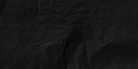 Dark black wrinkly backdrop paper background. panorama grunge wrinkly paper texture background, crumpled pattern texture. black paper crumpled texture. black fabric crushed textured crumpled. - obrazy, fototapety, plakaty