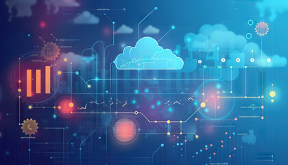 Digital Transformation Landscape: Chart depicting cloud computing migration, cybersecurity advancements, and digital workplace trends. Technology transformation analysis concept