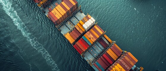 The ship carries containers filled with cargo, facilitating global trade and transportation, playing a crucial role in logistic networks for import and export.