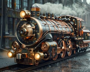 Fototapeta premium trategy by embracing the allure of steampunk inventions in a bold frontal view design concept.