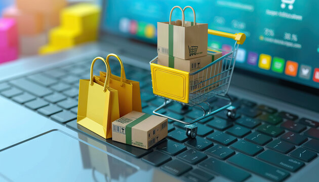 E-commerce Evolution: Examining e-commerce evolution with a chart showcasing online shopping trends, digital payment methods, and e-commerce platforms