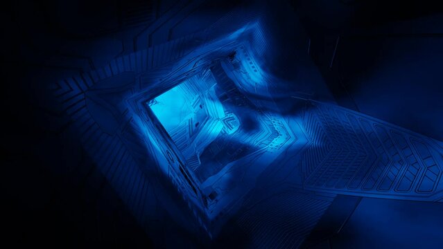 An energy tunnel of neon mystical light. Seamless looping animation