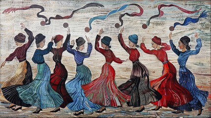 Obraz premium Euphoric Dance: A Colorful Expression of Joy and Arabian Culture in Artistic Symphony