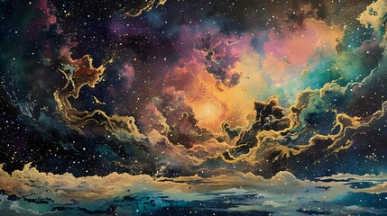 Cosmic Ballet of the Night Sky./n