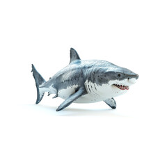 Toy Shark With Open Mouth on White Background. Generative AI