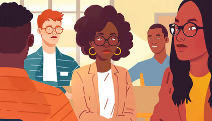 Diversity and Inclusion Training, diversity and inclusion training with a graphic depicting diverse employees participating in training sessions on cultural awareness