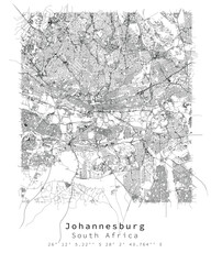 Johannesburg,South Africa Urban detail Streets Roads Map