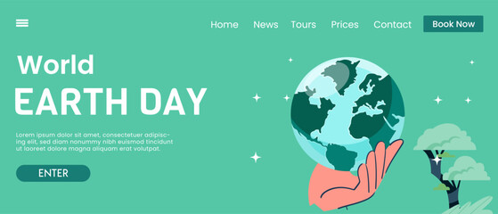World earth day holiday concept horizontal background illustration.