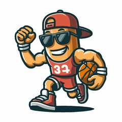 cartoon character mascot basketball for illustration vector 