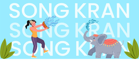Thailand Songkran water Festival background  template vector illustration.
