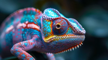 Tuinposter Bright and Colorful Chameleon © Jardel Bassi
