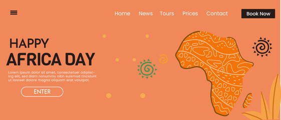 World Africa Day Illustration with Africa map web header design. Landing page template 25 May.