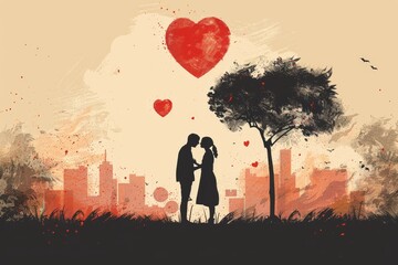 Experience the Beauty of Love Through Artistic Graphics: Explore Modern, Colorful Love Designs with Heart Illustrations and Romantic Elements Ideal for Love Celebrations - obrazy, fototapety, plakaty
