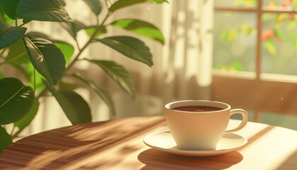The aroma of freshly brewed coffee wafts through the air, awakening the senses with its rich scent