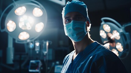 a surgeon in a surgical mask - obrazy, fototapety, plakaty