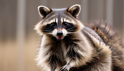 A-Raccoon-With-Its-Fur-Ruffled-Bracing-Against-A- 3