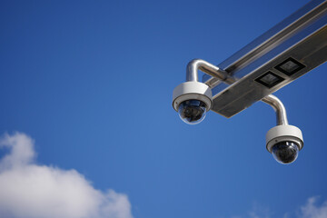 Close-up Of Security Camera On The Street. 