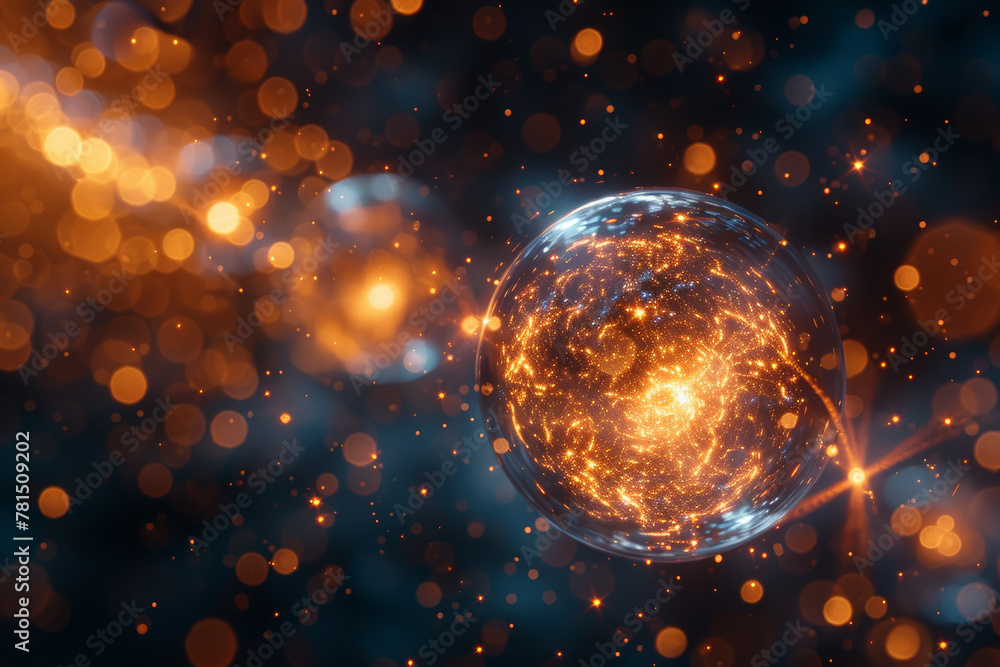 Poster tapping into atomic fission to release vast amounts of energy for various applications. concept of n