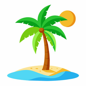 minimal-nature-beach-on-coconut-tree-flat-vector-i