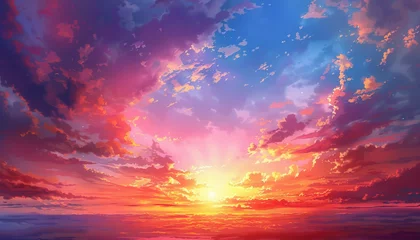 Poster A symphony of colors paints the sky during a breathtaking sunset, casting a magical glow over the horizon © Lila Patel