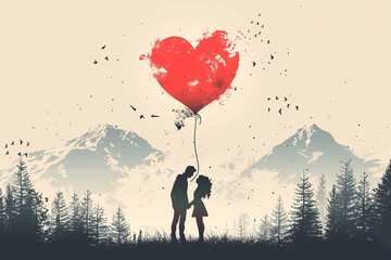 Illustrate Tender and Reassuring Love Scenes with Soft and Passionate Bond Graphics, Ideal for Romantic Weddings and Soothing Moments in Vector Art