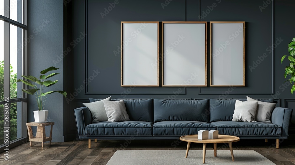 Poster 3d rendering of a scandinavian interior design. generate ai image
