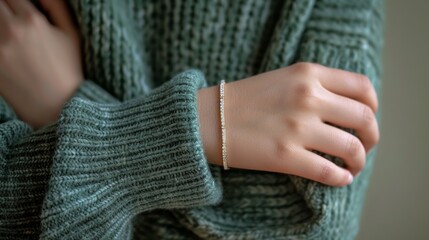 Symbol of solidarity for Parkinson's awareness with a bracelet on a calm backdrop. The serene beige and green colors offer hope and understanding during Parkinson's Awareness Month