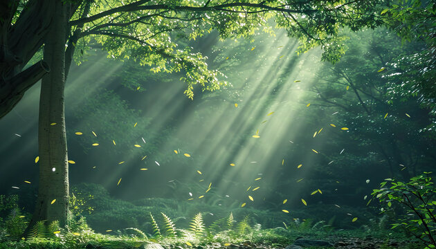 The peacefulness of a forest bathed in sunlight, with leaves rustling in the gentle breeze, offers a retreat for mindfulness and connection with nature